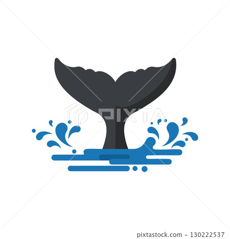 Whale tail splashing water sea ocean wildlife marine animal vector illustration 130222537
