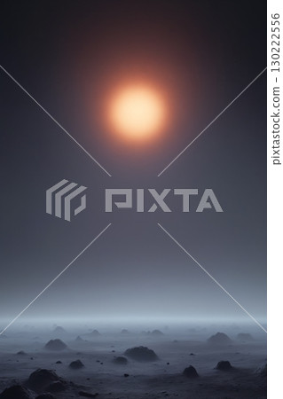 Shrouded stellar objects and planets drift in mist, evoking eerie wonder - ai generated 130222556