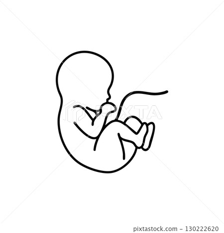 Fetus silhouette in uterus simple black outline vector illustration Fetus silhouette in uterus simple black outline vector illustration 130222620
