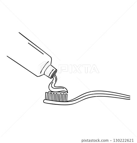 Toothpaste being squeezed from tube onto toothbrush bristles oral hygiene dental care vector illustration 130222621