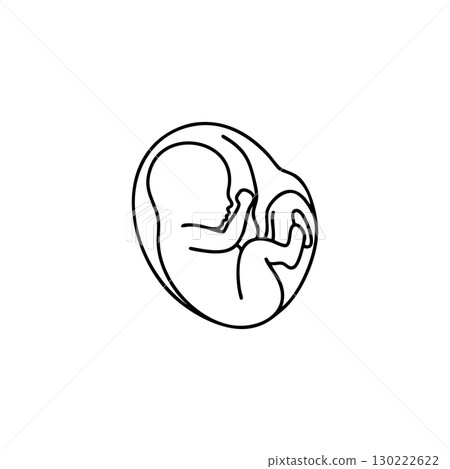 Human fetus in womb vector illustration outline simple design 130222622