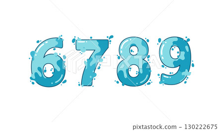 Blue water splash numbers six seven eight nine vector illustration design elements Blue water splash numbers six seven eight nine vector illustration design elements 130222675
