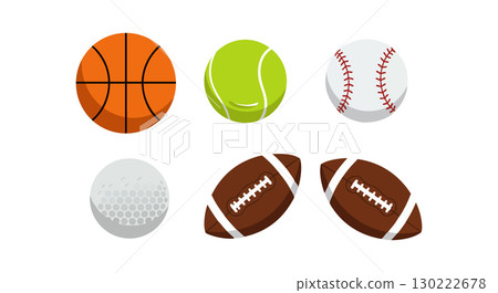 Various sports balls including basketball tennis baseball golf and football vector illustration Various sports balls including basketball tennis baseball golf and football vector illustration 130222678
