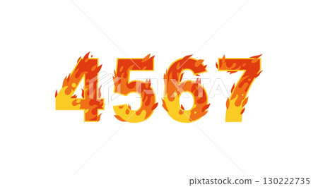 Numbers 4 5 6 7 with fiery flame effect orange and yellow vector illustration Numbers 4 5 6 7 with fiery flame effect orange and yellow vector illustration 130222735