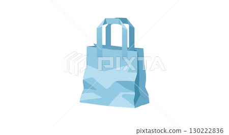 Blue shopping bag with handles retail package illustration vector design 130222836