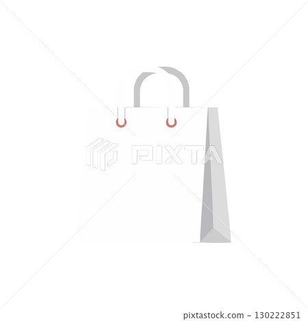 White Shopping Bag with Handles Minimalist Vector Illustration Design 130222851