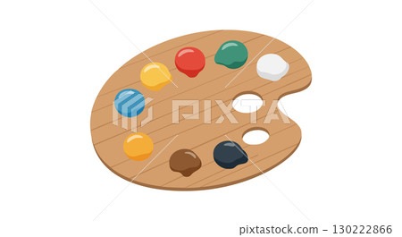 Wooden Artist Palette with Multicolored Paint Dabs for Painting and Creativity Tools Wooden Artist Palette with Multicolored Paint Dabs for Painting and Creativity Tools 130222866