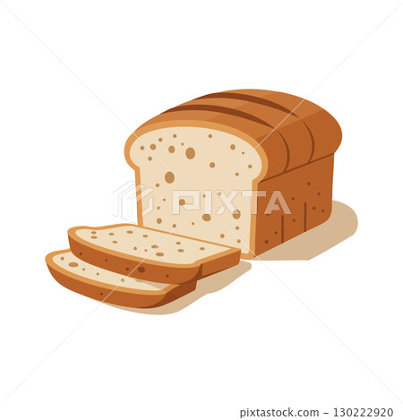 Fresh sliced bread loaf bakery product vector illustration natural colors 130222920