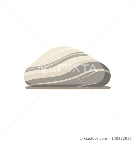 Smooth Beige and Gray Rock Stone Vector Illustration with Shadow on White Background 130222985
