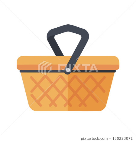 Picnic basket flat design with black handle and orange body vector illustration Picnic basket flat design with black handle and orange body vector illustration 130223071