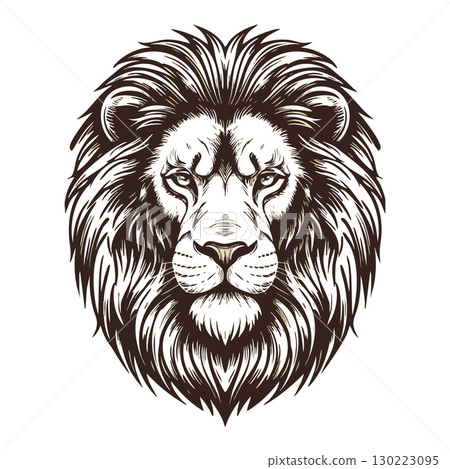 Lion head detailed vector illustration with majestic mane and intense eyes design Lion head detailed vector illustration with majestic mane and intense eyes design 130223095