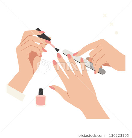 Woman Painting Nails with Pink Nail Polish Beauty and Self Care Vector Illustration Woman Painting Nails with Pink Nail Polish Beauty and Self Care Vector Illustration 130223395