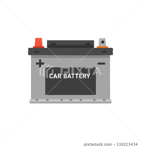 Car battery vector illustration with positive and negative terminals clear design Car battery vector illustration with positive and negative terminals clear design 130223434