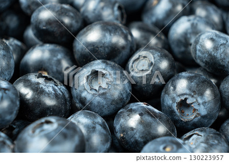 Blueberry Pile Macro Background. Healthy Vegan Superfood. 130223957
