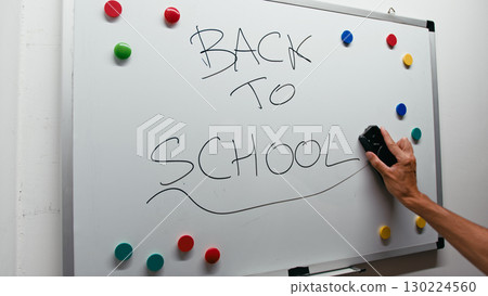 blackboard with back to school written on it 130224560