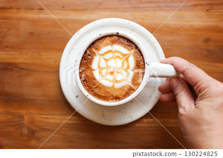 hot cofffee, cappuccino coffee or latte coffee or flat white or latte art 130224825