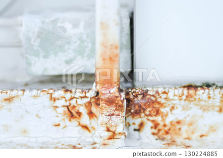 old baluster, old balustrade or old banister or old bar or rust bar or window bar 130224885