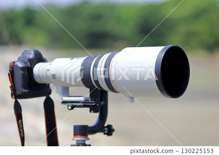 SLR camera with a telephoto lens SLR camera with a telephoto lens 130225153