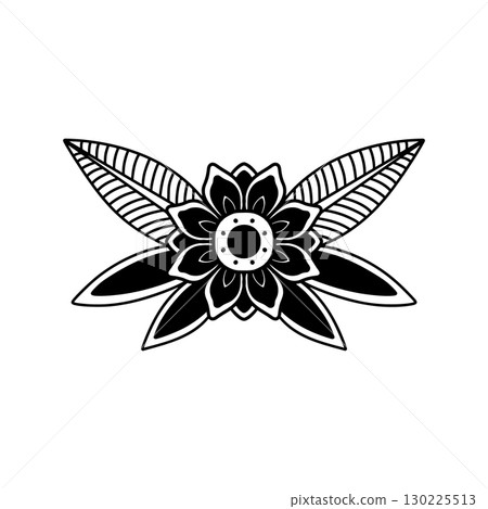 Illustration of flower in tatoo style. Vector design element Illustration of flower in tatoo style. Vector design element 130225513
