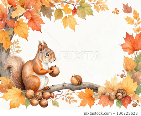 Autumn leaves, squirrels and fallen leaves Autumn leaves, squirrels and fallen leaves 130225628