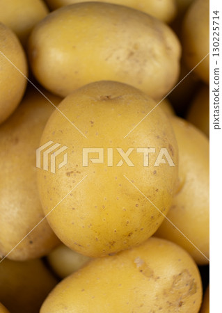 Organic Unpeeled Potatoes Macro, Healthy Raw Vegetable Background. 130225714