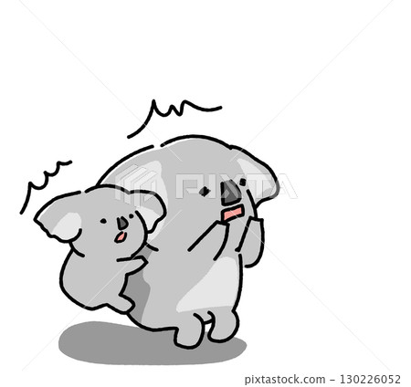 無尾熊父母和孩子因某事而感到驚訝的插圖素材 130226052