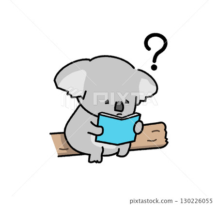 Illustration of a koala having trouble reading a difficult book 130226055