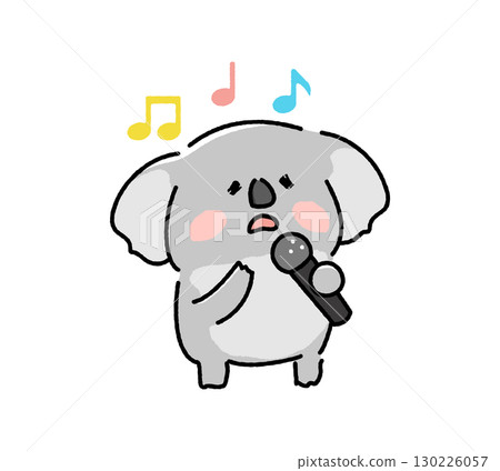 可愛的無尾熊角色拿著麥克風唱歌 130226057