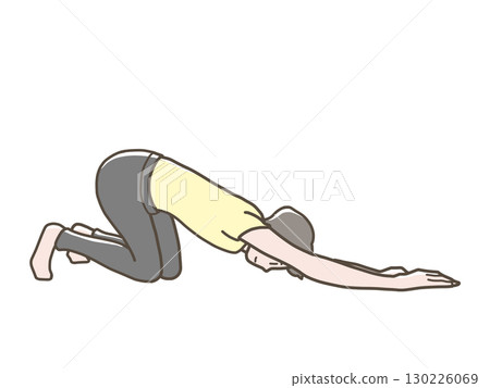 Illustration of a woman in yoga wear stretching 130226069