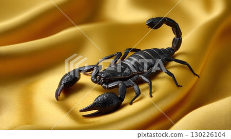 black scorpion on golden silk cloth 130226104
