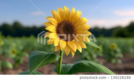 Vibrant sunflower in a summer field 130226280