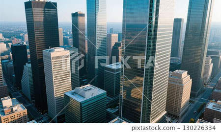 辦公區內的城市摩天大樓 130226334