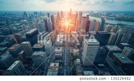 Urban skyscrapers in an office district 130226482