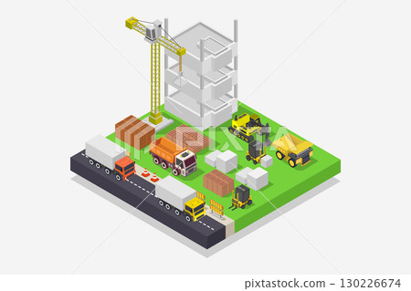 Isometric building under construction Isometric building under construction 130226674