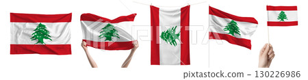 Lebanon national flag isolated on transparent background. Asia continent flag collection. 130226986