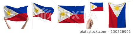 Philippines national flag isolated on transparent background. Asia continent flag collection. 130226991