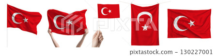 Turkey national flag isolated on transparent background. Asia continent flag collection. Turkey national flag isolated on transparent background. Asia continent flag collection. 130227001