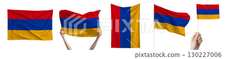 Armenia national flag isolated on transparent background. Asia continent flag collection. Armenia national flag isolated on transparent background. Asia continent flag collection. 130227006