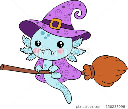 Adorable axolotl in a witch costume Adorable axolotl in a witch costume 130227096
