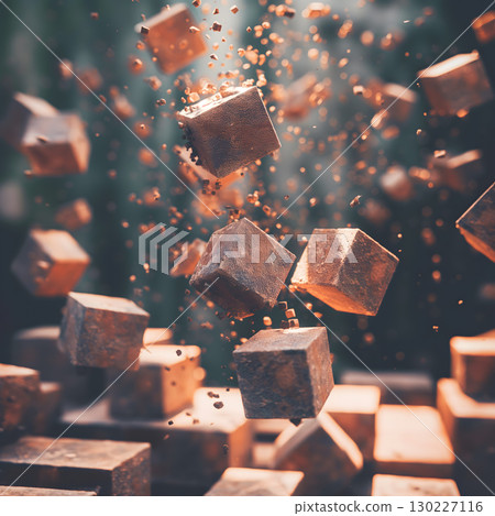 Brick cubes flying in the air 130227116