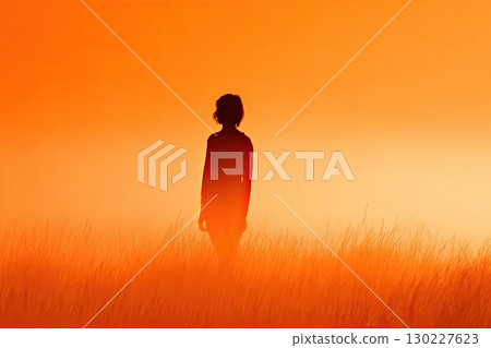 Burning candle surrounded by cempasuchil and other flowers creating a Dia de Muertos offering 130227623