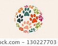 Colorful paw prints forming a globe symbolizing animal welfare worldwide 130227703