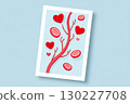 Red blood cells and hearts flowing in a vein promoting cardiovascular health 130227708