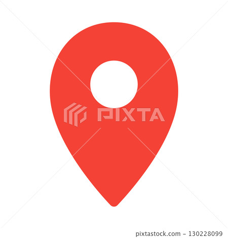 用於指示地圖上的位置資訊的紅色地圖釘圖示的向量插圖 130228099