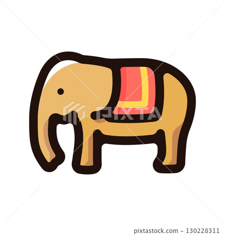 大象，亞洲象插圖圖示（文化，亞洲，動物素材） 130228311