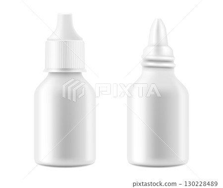 Glossy nasal spray bottle With Transparent Cap mockup , isolated on white background. Template. Realistic 3d vector 130228489