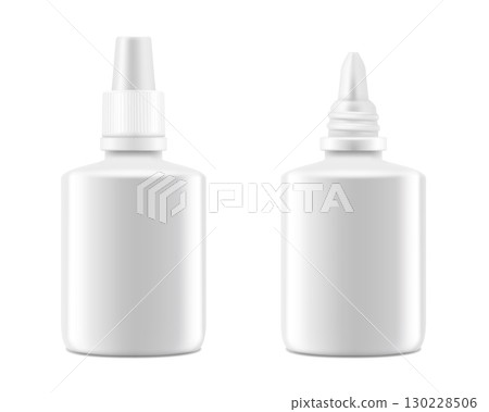 Glossy nasal spray bottle With Transparent Cap mockup , isolated on white background. Template. Realistic 3d vector 130228506