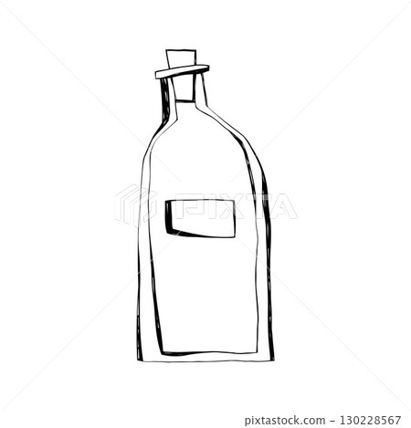 Hand drawn apothecary bottle doodle illustration vintage potion container perfect for halloween witchcraft spooky design Hand drawn apothecary bottle doodle illustration vintage potion container perfect for halloween witchcraft spooky design 130228567