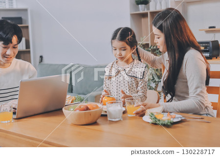 Family spends their free time together 130228717