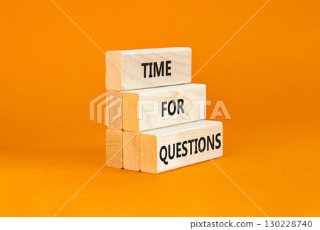 Time for questions symbol. Concept words Time for questions on beautiful wooden blocks. Beautiful orange table orange background. Business time for questions concept. Copy space. Time for questions symbol. Concept words Time for questions on beautiful wooden blocks. Beautiful orange table orange background. Business time for questions concept. Copy space. 130228740